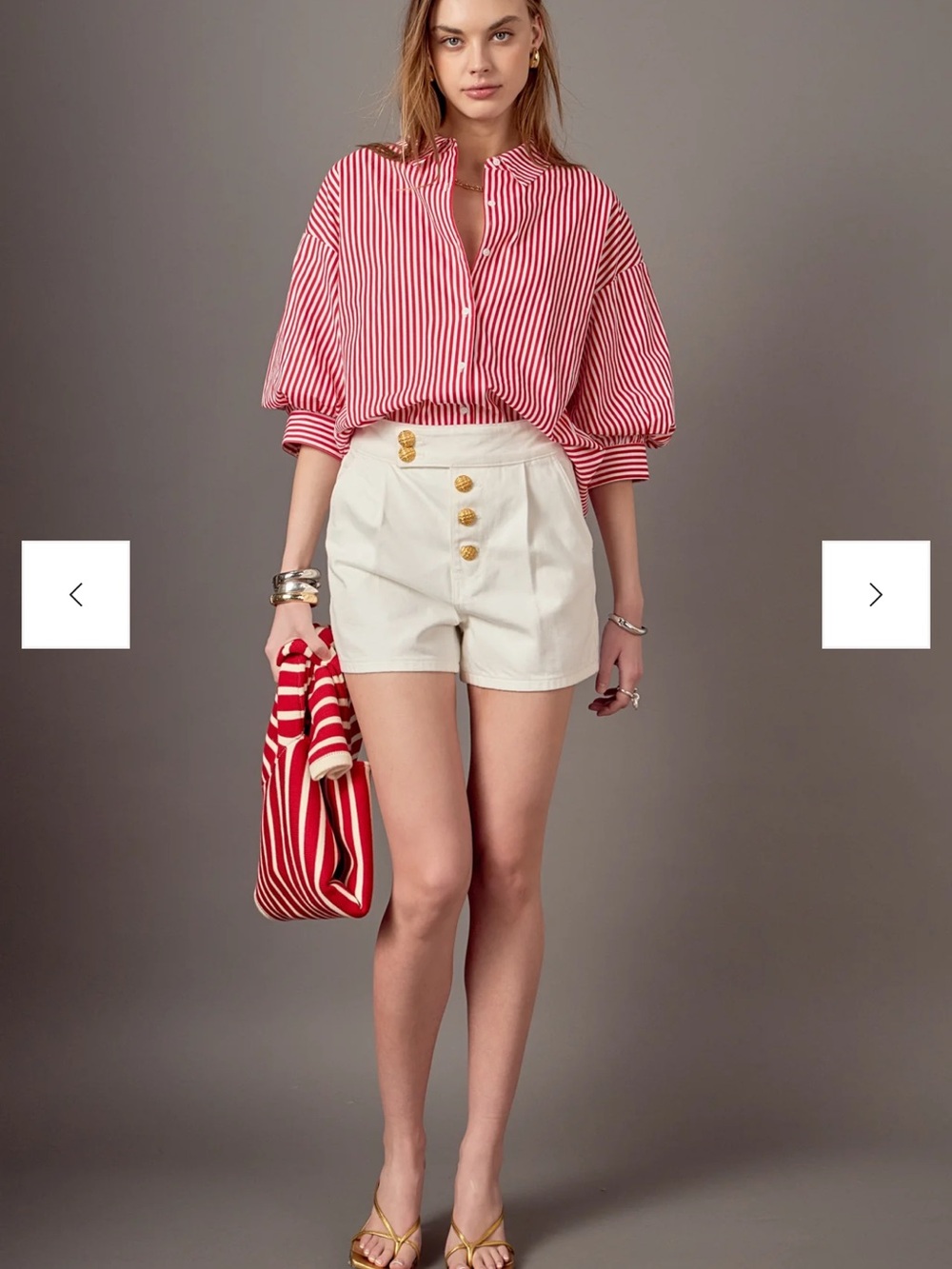 English Factory HARPER BALLOON SLEEVE STRIPED SHIRT